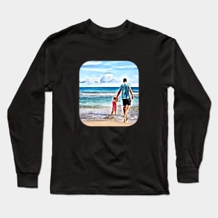 Father and child beach passive income make money Long Sleeve T-Shirt